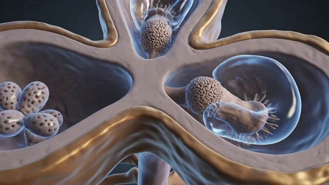 Microscopic view of the human semicircular canals and vestibular system