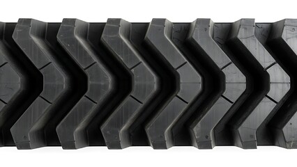 Close-up of a heavy-duty tire tread pattern with deep grooves and aggressive lugs.