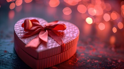 Heart shaped pink gift box