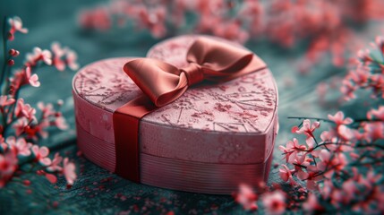 Heart shaped pink gift box