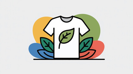 Eco-Friendly T-Shirt with Leaf Design Illustration