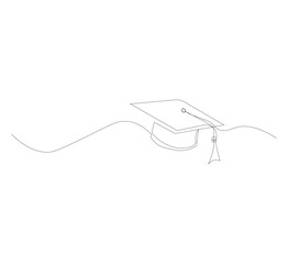 Obraz premium continuous line graduation cap.one line drawing of graduation cap.university graduation sign with white background.vector illustration can be downloaded, education logo