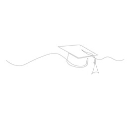 Obraz premium continuous line graduation cap.one line drawing of graduation cap.university graduation sign with white background.vector illustration can be downloaded, education logo