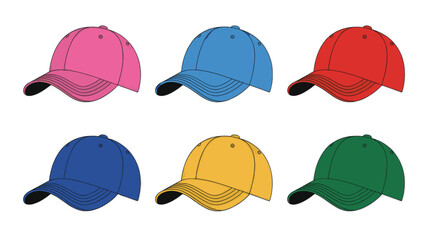 Colorful Baseball Caps Illustration