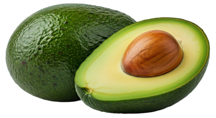 Fresh Hass Avocado Halved on Wooden Checkered Background Stock Image