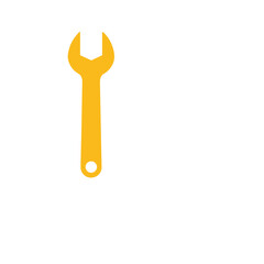 Yellow wrench icon on white background