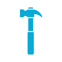Blue hammer icon on white background