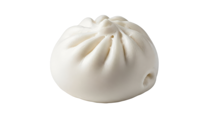 Steamed Bao Bun: A Delicate Chinese Pastry with a Smooth, Unblemished Surface Showcasing Subtle Textural Folds and a Meticulous Close-up View on