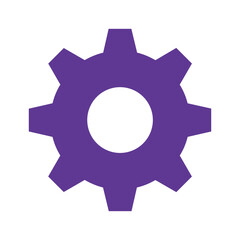 Purple gear icon on white background