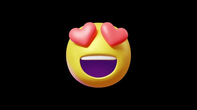 Smiling face with hearts emoji social media isolated element with alpha channel transparent background