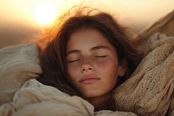 Person sleeping on right side following Islamic Sunnah in peaceful bedroom