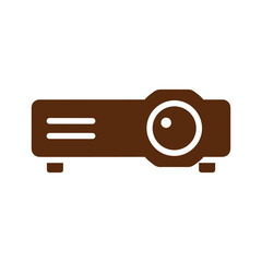 Brown projector icon on white background