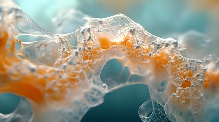 Intricate biological structure visualization with interconnected elements