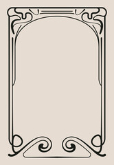 A vintage Art Nouveau style decorative frame with elegant curves and floral motifs, perfect for invitations or borders.