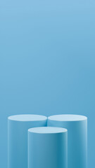 3 podiums in Cloud Reflection color placed in front of a Cloud Reflection background. 2 podiums are higher than the 1 podium in front of them. product replacement