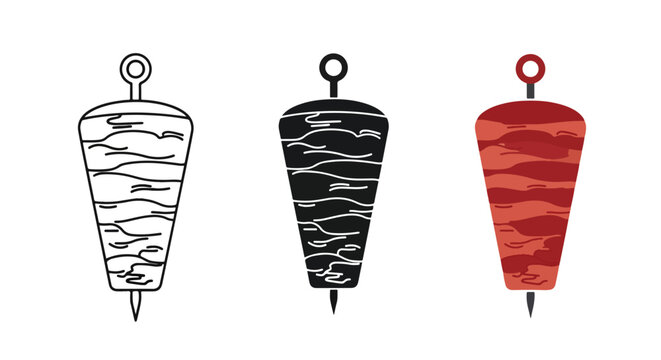 Shawarma icon set - Line and glyph solid icon set - Solid icons vector collection - Blue icon set - Icon vector - Flat Design Icon
