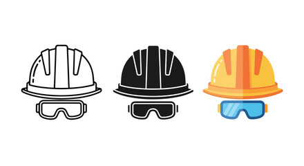 Fototapeta premium Safety equipment icons - Line and glyph solid icon set - Solid icons vector collection - Blue icon set - Icon vector - Flat Design Icon