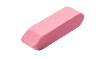 A close-up capturing a pink eraser on a pristine white backdrop, symbolising correction and precision for meticulous design tasks or mistake