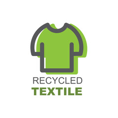 Recycling textile, vector, label, badge for eco-friendly manufacturing.