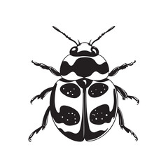Fototapeta premium ladybug silhouette, black silhouette ladybug icon, ladybug silhouette vector illustration, perfect for nature-themed designs and illustrations