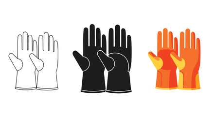 Obraz premium Gloves icon set - Line and glyph solid icon set - Solid icons vector collection - Blue icon set - Icon vector - Flat Design Icon