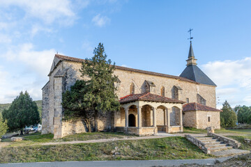 Fototapeta premium Exterior of the Hermitage of the Assumption in Enebrales, a town in the province of Guadalajara, Spain