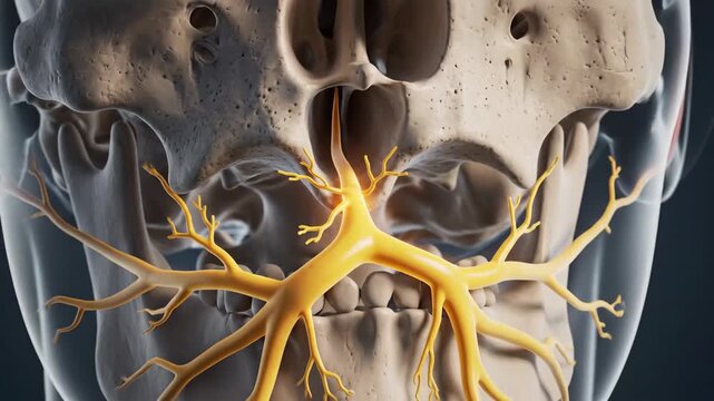 Medical Animation of the Stylomastoid Foramen and Trigeminal Nerve Branches