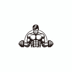 Man fitness logo style icon design template vector illustration