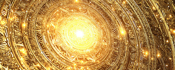 radiant golden mandala, AI generated