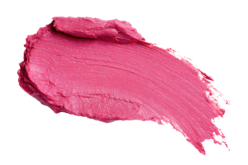 Bright pink lipstick smear texture on black background image