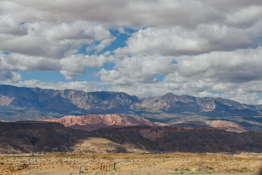 Moody Cloudy Desert Mountain Range