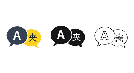 Fototapeta premium Speech bubble icon set - Line and glyph solid icon set - Solid icons vector collection - Blue icon set - Icon vector - Flat Design Icon
