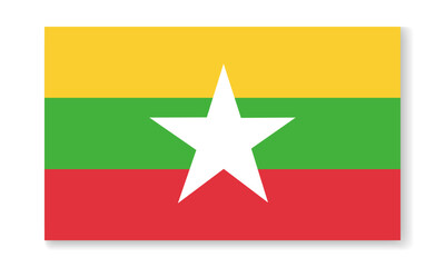 Myanmar national flag in flat style. Vector flat background.