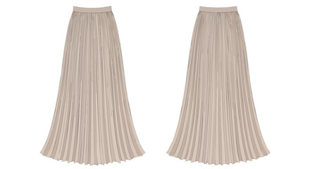 Elegant pleats flowing down a graceful beige skirt, a blend of softness and refined design capturing a sense of timeless style