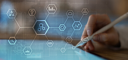 Business Process Automation and Workflow Management Displayed on a Digital Interface.