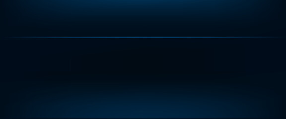 Blue navy studio room background. Blue background with light effects. Empty dark room. Space for selling products on the website. Vector illustration.