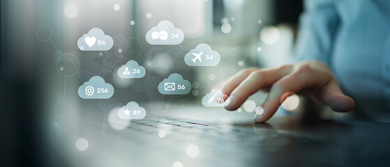 Digital Communication and Cloud Interaction Network Displayed on a Smart Device.