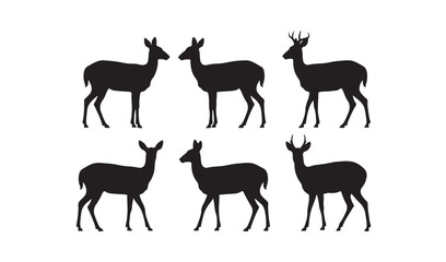 Naklejka premium Silhouettes of six deer Vector