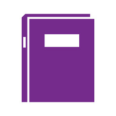 Purple book icon on white background