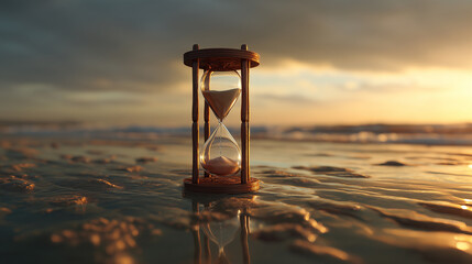 Dramatic hourglass silhouette over ocean horizon
