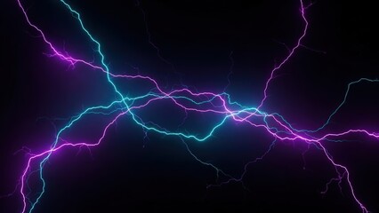 Dark Neon Arcs Illustration in Purple, Cyan, and Black