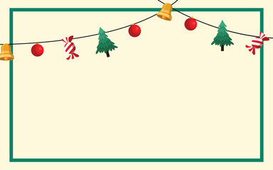 Festive Christmas Frame with Holiday Decorations Background