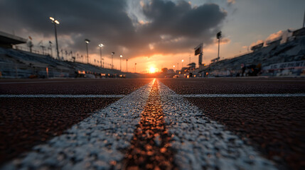New year 2026 begins with fresh start on running track under sunrise, symbolizing goals and opportunities ahead