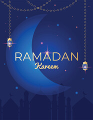 Ramadan Kareem banner. Greeting arab card. Vector illustration