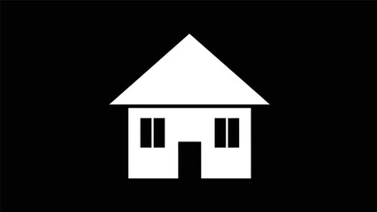 Simple White House Icon on Black Background.