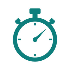 Teal stopwatch icon on white background