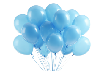 Bunch of light blue balloons floating against a black background image