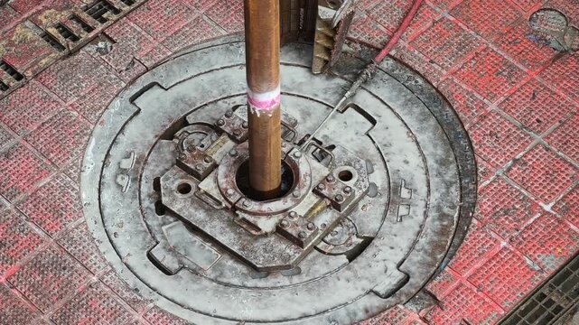 Work the drill string up and down with rotation in order to clean the well before pulling out of the hole - drilling rig actvity

