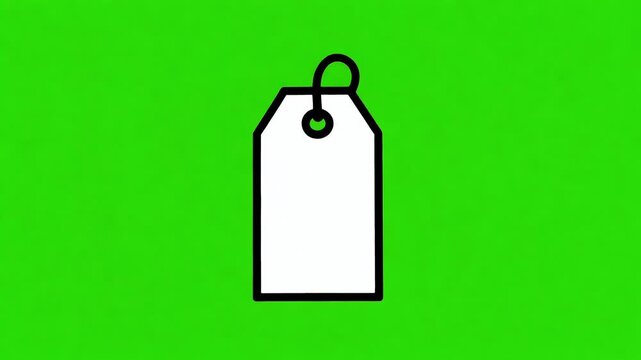 Blank Price Tag Icon Animation on Green Screen Background