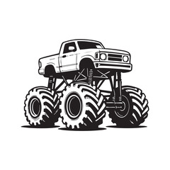 🛻 Black and White Monster Truck Illustration Icon